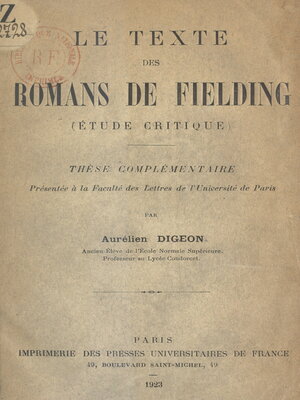 cover image of Le texte des romans de Fielding (étude critique)